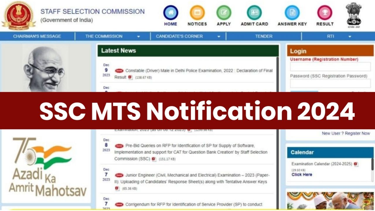 SSC MTS Notification 2024 | एसएससी एमटीएस का आवेदन इस दिन से शुरू Best Link